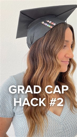 Cute Girls Hairstyles on Instagram: "The quick fix you need to try to to make your grad hat look just right! 🎓 #graduation #hat #grad #school #hair #howto #viral"