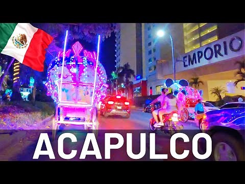 Driving Tour at Night in Acapulco, Mexico 2022. 4K Dive Tour
