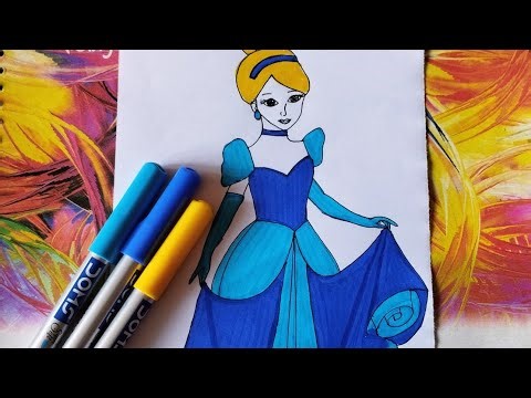 ✨ Cinderella Drawing with Color Pens | Easy & Beautiful Princess Art for Beginners ✨