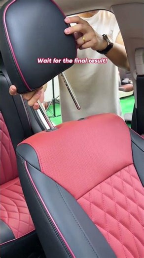 EKR custom red and black seat cover for the Honda CRV installation