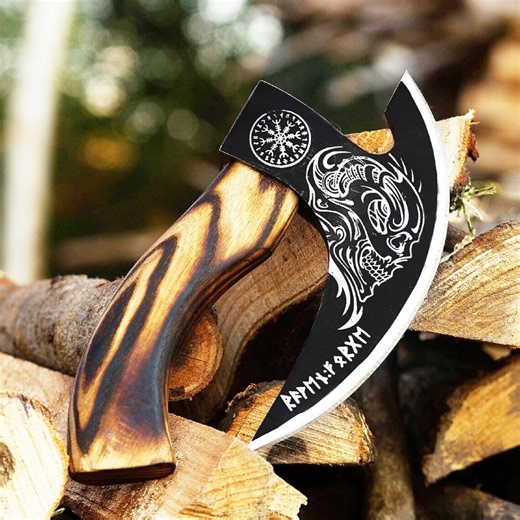 Hand Forged Viking Pizza Cutter Axe, Stainless Steel Blade, Ash Wood Handle - Etsy