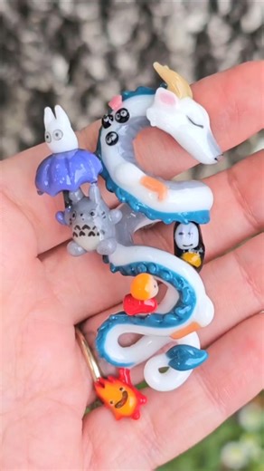 Studio Ghibli inspired boro glass art handmade sculpture