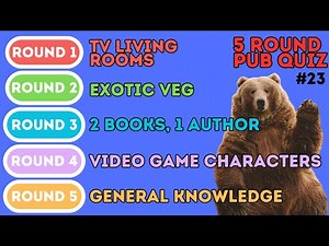 The 5 Round Pub Quiz | TV Living Rooms, Vegetables, Authors, Videogames & General Knowledge (23)