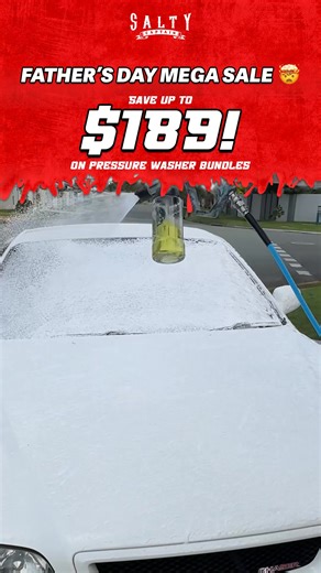 Dad’s ultimate cleaning kit. 💦 Salty Captain’s MEGA FATHER’S DAY SALE! 💰 Save over $200 ✅ 2500w Pressure washer ✅ Quick-Connect Foam cannon ✅ Quick-Connect Stainless Steel Lance ✅ Quick-Connect High Pressure Detail Gun ✅ Quick-Connect 4x Anti-scratch nozzels 👉 6x premium cleaners 👉 Towels hose attachments Valued at $1,008 → now $799 for Father’s Day. Everything he needs, one massive bundle. | Saltycaptain.co