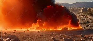 meteor collision with earth: a fiery explosion, devastating impact, and smoky aftermath