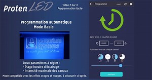 Proten LED control : Vidéo 2 sur 3 - Comment créer un programme d'éclairage "Basic" depuis votre smartphone sur le contrôleur pour barres LED Proten. Proten LED Marine : https://www.aquariumsystems.fr/proten-led-marine-c2x30713404 Proten LED Eau douce : https://www.aquariumsystems.fr/proten-led-freshwater-c2x30708159 Proten LED Control : https://www.aquariumsystems.fr/proten-led-control-acs2-c2x30886561 | Aquarium Systems