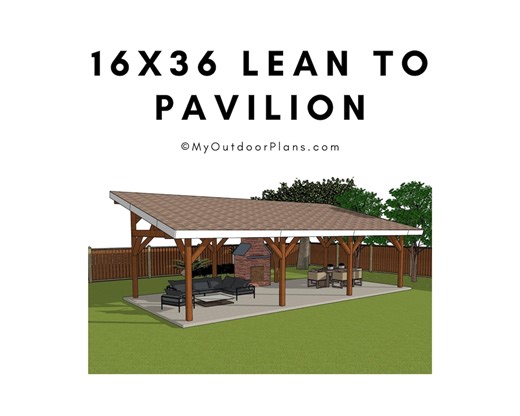 16x36 Lean to Pavilion Plans – DIY Wooden Structure (PDF Download) - Etsy