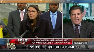 101K views · 1.3K reactions | Amazon fired back at New York Rep. Alexandria Ocasio-Cortez on Monday after the freshman congresswoman claimed Jeff Bezos' e-commerce company paid workers “starvation wages” and limited their access to healthcare. The "Bulls & Bears" panel weigh in. https://fxn.ws/2Zs92Je | Fox Business | Facebook