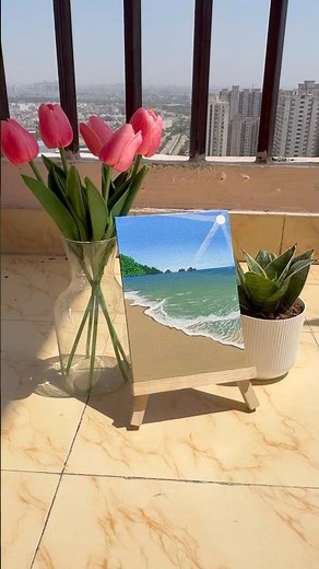 “Sunlit Seashore”🌞 Easy Relaxing Acrylic Painting Tutorial🎨 Simple Painting for Beginners #art