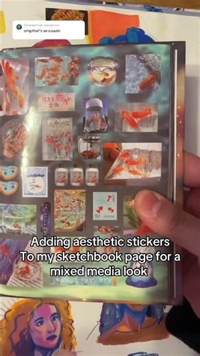 Adding stickers to my sketchbook #artvlog #sketchbooktour #sketchbook #sticker #stickers