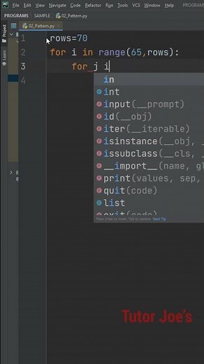 Alphabet Left Triangle Pattern in Python | Python Program | Tutor Joes