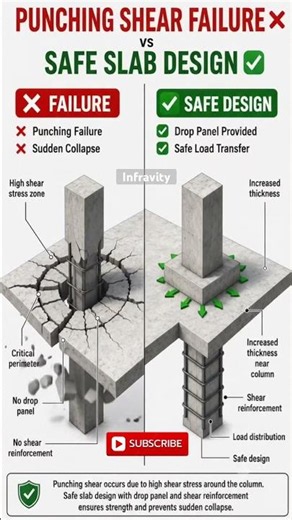 Punching Shear Failure ❌ vs Safe Slab Design ✅ | Civil Engineering Explained #shorts