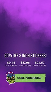 Our 60% OFF deal is back! Get custom stickers for less: use code VDSPECIAL at checkout and save on all 3-inch orders! | Vinyl Disorder | Facebook