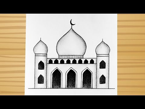 Masjid drawing easy/ How to draw a Mosque, pencil drawing / Muslim art/ Masjid drawing step by step
