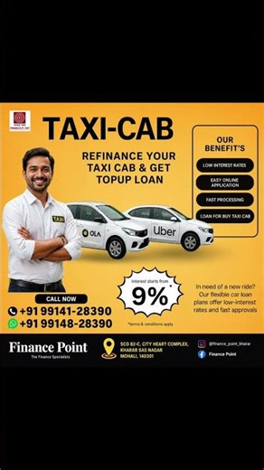 🚖 Taxi Cab Loan & Refinance Available!Finance Point offers #loans for New & Used #Taxi #Cabs