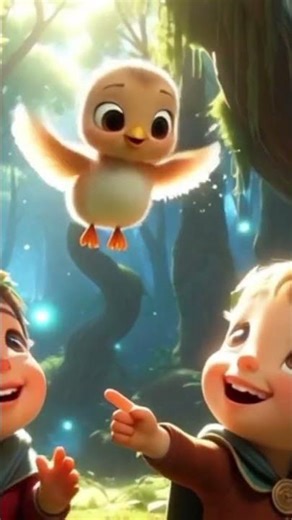 A baby bird is learning to fly in the sky.#animation #cartoonstory