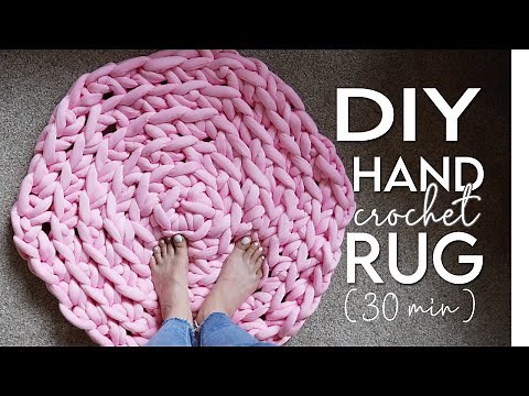 DIY Hand Crochet Rug Pattern in 30 Min! Cotton Yarn Projects Video Tutorial | Crafty Caboodle