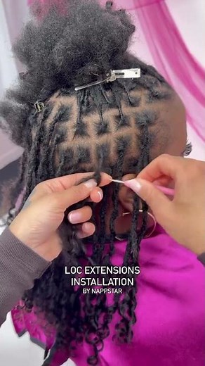 Custom Curly Loc Extensions Installation by NappStar.🔥 Book appointment at NappStar.com#locs
