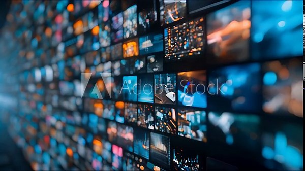 Abstract AI-generated background with digital shapes, futuristic elements and patterns. Concept of future technologies and artificial intelligence.