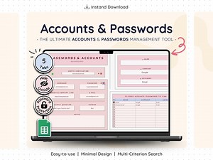 Password Manager for Google Sheets – Secure Password Tracker Spreadsheet | Pinky Color - Etsy