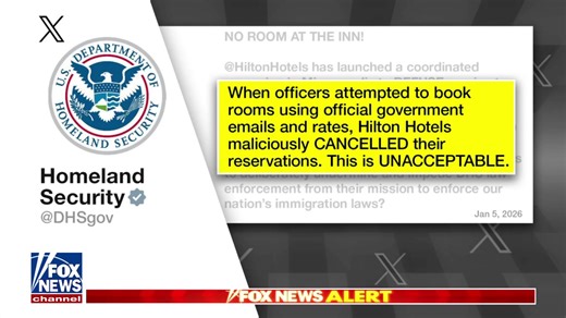 THE DHS SAYS HILTON CANCELLED ROOMS FOR IMMIGRATION AGENTS "Can you imagine an independent business in this country denying access to a hotel or any kind of business because they work for the federal government?" - Sen. Tommy Tuberville | Will Cain