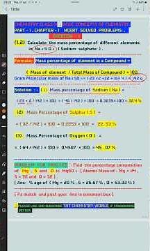 CHEMISTRY CLASS-11| CHAPTER 1| NCERT SOLVED PROBLEMS | Q . NO. - 1 . 2
