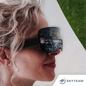 Turn your lounge visit into a 3D cinematic experience with our VR headsets, now available at the SkyTeam Lounge in Dubai. 😎 | SkyTeam