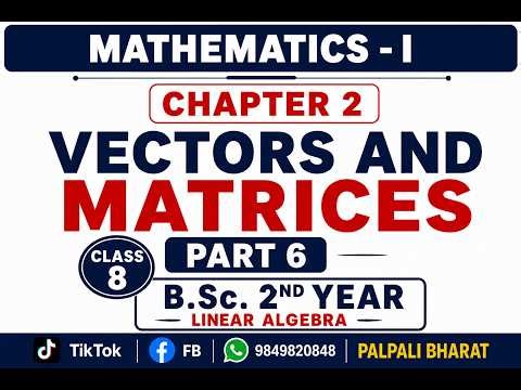vectors and matrices BSc 2nd year linear algebra Maths tu by Govinda sir || palpali bharat || TU |