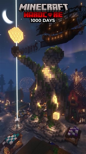 Celebrating 1000 Days in Minecraft Hardcore with Giant Airship Build