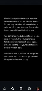 Write a personal letter expressing acceptance of a breakup and ... | Filo