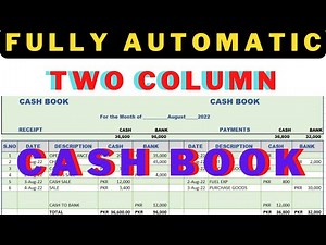 FULLY AUTOMATIC TWO COLUMN CASH BOOK IN EXCEL | CASH BOOK | BANK BOOK | LEARNING CENTER
