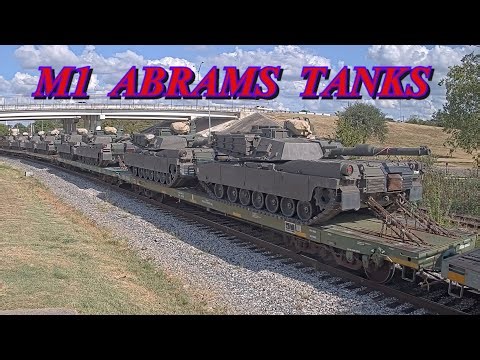 "M1 Abrams Tanks" on military train August 30 2024