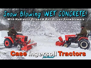 Snow Blowing "WET CONCRETE" Ingersoll 4120 Hydraulic Drive Blower & Case Ingersoll 448 Snow Thrower