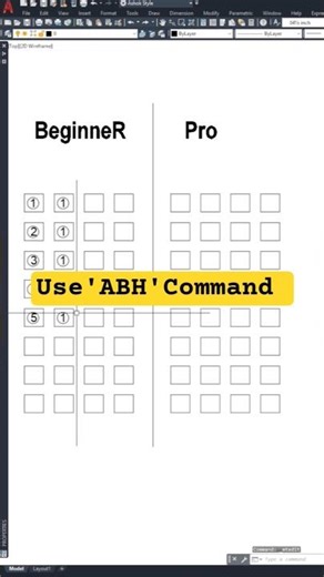 How to use ABH Command || AutoCAD Shortcut Keys ||Autocad basic tutorials #autocadblocks #shorts