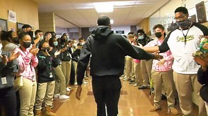 Students, faculty, and staff came out for a spritied send-off for Bryan Johnson '22 as he headed to today's State Cross Country Meet! #CelebrateMarian | Marian Catholic High School
