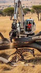 Heavy Machine Rescues Giraffe From Fallen Tree! #rescue #animals #Wildlife | Simulated Reality