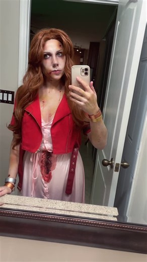 Twilight Phoenix Cosplay on Instagram: "It’s spoopy season which means I can finally bring back this cursed cosplay 😇 Happy October! Cosplay: Zombie Aerith Gainsborough from Final Fantasy VII #aerithgainsborough #aerithcosplay #finalfantasyvii #finalfantasycosplay #halloweencosplay"