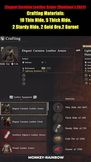 List of Materials you need in Making Damiane's Most Popular Elegant Carmine Armor Set #crimsondesert