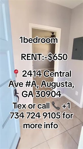 🏠APARTMENT FOR RENT 1bedroom 1bathroom 799 sqft 📍 2414 Central Ave A, Augusta, GA 30904 Monthly rent:-$650 Security deposit:-$250 Refundable application fee required Tex or call ☎️ 1 734 724 9105 For more information and make this lovely unit yours before it's gone. #Georgia #augusta #1bedroom #renta #fypシ゚viral