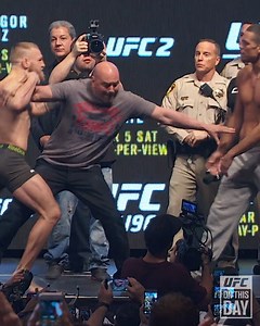 Their first faceoff! 🤬 #OnThisDay in 2016: Conor and Nate squared off before their meeting at UFC 196! | UFC
