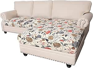 SearchI Sectional Couch Covers 3 Piece for Sectional Sofa L Shape Separate Cushion Couch Chaise Cover for Both Left/Right Sectional Couch Cushion(2 Seater+1 Chaise, Orange Flower)