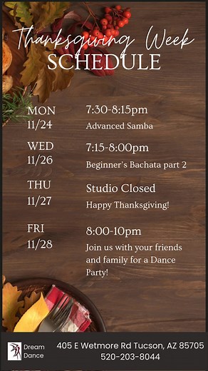 Grateful 🍂🙏❤️ Heading into Thanksgiving, our hearts are full of gratitude! Thankful for: ✨ Our amazing students ✨ Passionate instructors ✨ Saturday's showcase ✨ Every dance breakthrough ✨ Friendships on the dance floor ✨ Tucson community support ✨ Courage to try new things ✨ Everyone who makes Dream Dance a family Dance is who we are, and we’re grateful you're with us! 💕 What are you grateful for? Share below! 👇 #SundayGratitude #ThankYou #DreamDanceTucson #DanceFamily #Blessed #Community #G