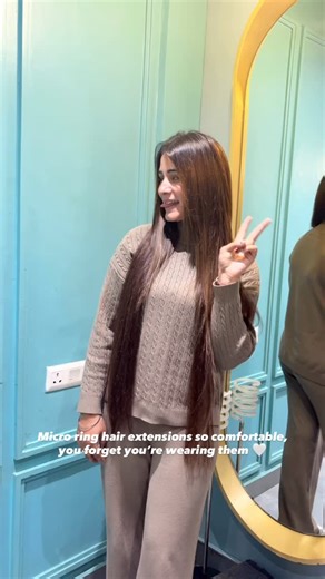 Majik Hair on Instagram: "Soft length, effortless volume, zero compromise 💁🏻‍♀️ Our micro ring extensions are custom-made to blend flawlessly, giving you fuller, longer hair without the damage. Once you try them… there’s no going back💗 #MicroRingHairExtensions #humanhairextensions #hairextensionsindia #SeamlessExtensions"