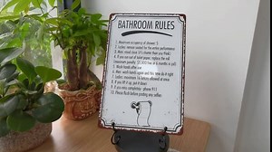 Bathroom Vintage Tin Signs - Home Restroom Funny Metel Decorative Signs Retro Wall Decor Wall Signs - Welcome Please seat Yourself