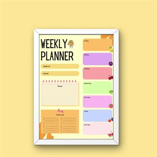 Make Planning Fun for Kids! 🍓 Cute Fruit Weekly Planner #organization #kidsactivities