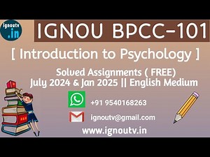 IGNOU BPCC-101 Solved Assignment July 2024 & January 2025 [FREE] || BAPCH || IGNOU TV || IGNOU ||