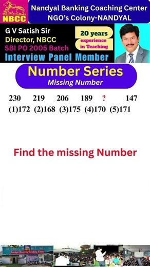 Number Series – Missing Number | NBCC (Nandyal Banking Coaching Center)