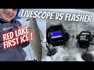 #132 Garmin Livescope vs Humminbird Helix 7 Flasher - Red Lake First Ice Walleye Smash Fest