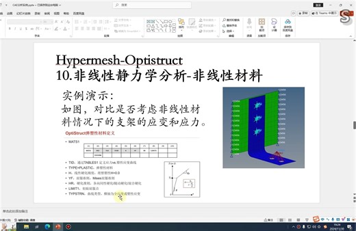 Hypermesh_Optistruct_材料非线性静力学分析