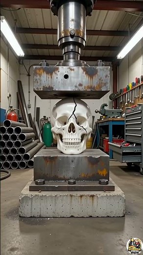Hydraulic Press vs Skull Replica – Satisfying Crush Test 😳